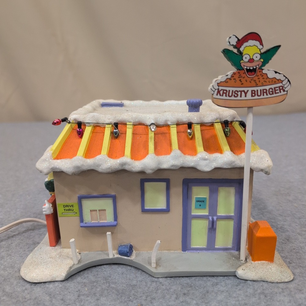 Hawthorne Village The Simpsons Christmas Village Krusty Burger Lighted Sculpture - Picture 2 of 9